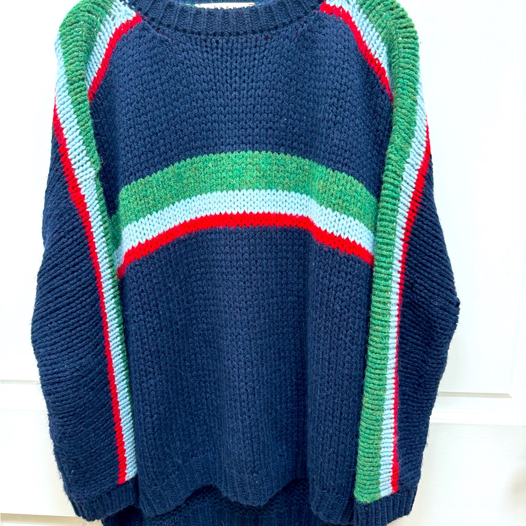 Xirena Striped Bateau Neckline Sweater Size: S, Wears Large